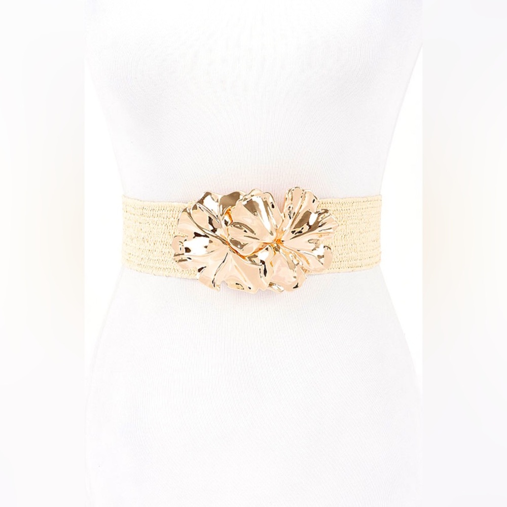 Elegant Tan or Cream Raffia Straw Statement Belts